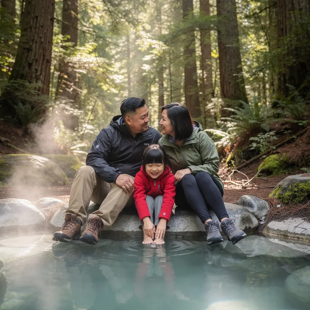 Снимок уютного спа-салона, где посетители расслабляются в термальной воде.